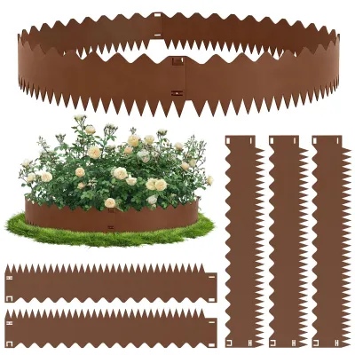 Produktbild von Garten Rasenkante 5er Set - Metall Beetumrandung - Länge 107,5 cm - Höhe 20 cm - Beete und Gartenwege einfassen