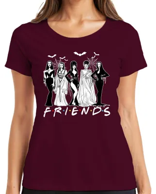 Obrázek produktu pro FRIENDS Halloween Gothic Vampire Bride Munster Spiderwebs Dámské tričko, vínová, XXL