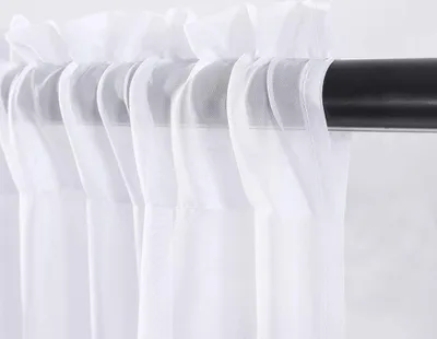Produktbild von 2 Paneele transparente Vorhänge Stangentasche Netzgardinen Gardinen mit Store Vorhang Voile halbtransparent kurz Vorhang für kleine Fenster durchsichtiger Vorhang Café Weiß 76x60cm