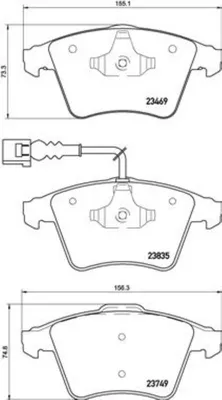 Produktbild von BREMBO Bremsbeläge Satz Vorne für VW Touareg (7LA, 7L6, 7L7) P 85 149