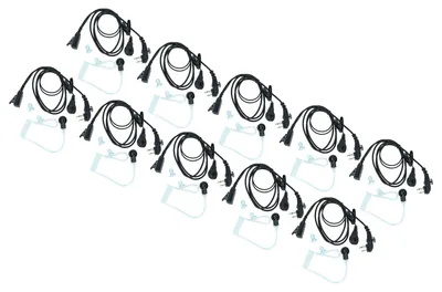 Produktbild von vhbw 10x Headset kompatibel mit Hyt / Hytera TD510, TD520, PD560, TC620, PD500 Funkgerät mit PTT Mikrofon - transparent, schwarz, Akustikschlauch