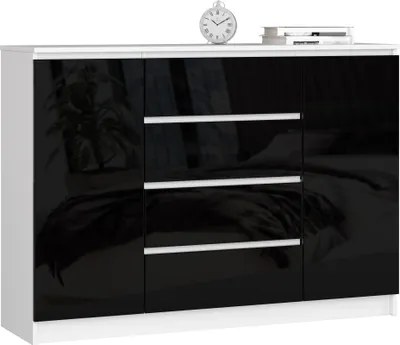 Image de Commode de 138 cm avec 4 tiroirs et 2 portes, buffet, armoire, buffet de 99 cm de haut