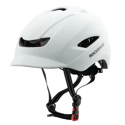 Produktbild von ROCKBROS City-Fahrradhelm für Damen und Herren (MTB, Rennrad, verstellbar, leicht, atmungsaktiv) mit reflektierenden Riemen, Weiß
