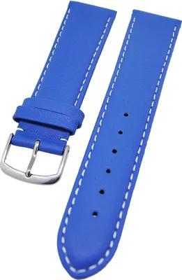 Produktbild von Uhrenarmband Kalbleder Meerblau mit weißer Naht gepolstert 18mm Donschließe