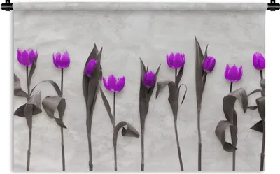 Produktbild von MuchoWow® Wandteppich Wandbehang Blumen - Tulpen - Lila 120x80 cm Tapisserie Dekoration Wandtuch - Wanddekorationen - Wandtücher