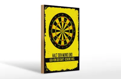 Produktbild von Holzschild Halt den Mund und geh vorm Dart weg, 30x20 cm, Holzschilder Spruch Sport Hobby