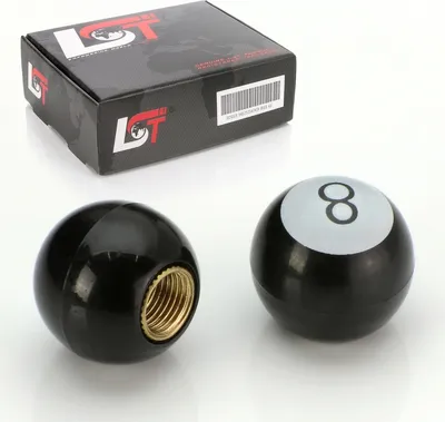 Produktbild von 2X Ventilkappe Reifenventil Billard Kugel Pool 8 Ball Schwarz Für Pkw Motorrad