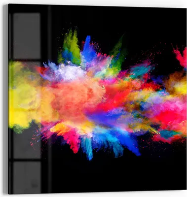 Produktbild von DEQORI Magnettafel Glas 30x30 cm 'Zusammenknall Farbpuder' beschreibbar Whiteboard