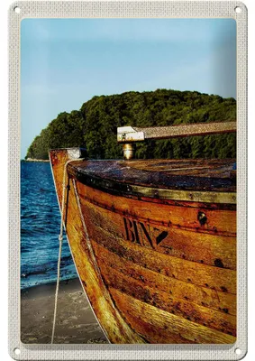 Produktbild von Blechschild Reise 20x30cm Binz Strand Meer Gebirge Wälder Boot