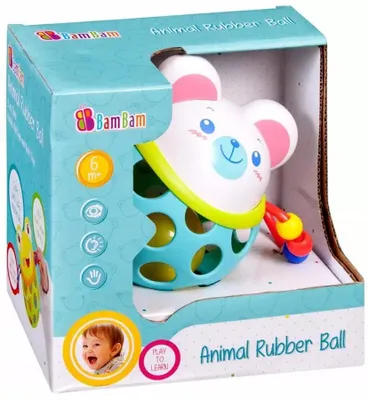 Image de Jouet BAM BAM : balle en caoutchouc « Ourson avec hochet »