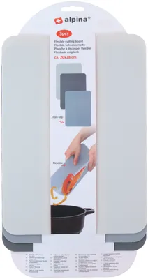 Produktbild von Alpina, 3er Set Schneidebretter Flexibel 28x20cm Klappbar Rutschfest, Weiß / Grau