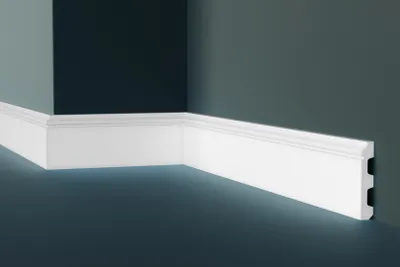 Produktbild von GRAND DECOR Sockelleisten, PolyurethanHartschaum & Flexibel - 2m Fußleisten mit Kabelkanal flexible Sockelleisten zum kleben (10 Meter CR943 weiß)