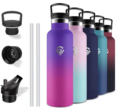 Image de Bouteille thermos en acier inoxydable avec paille et capacité de 750 ml
