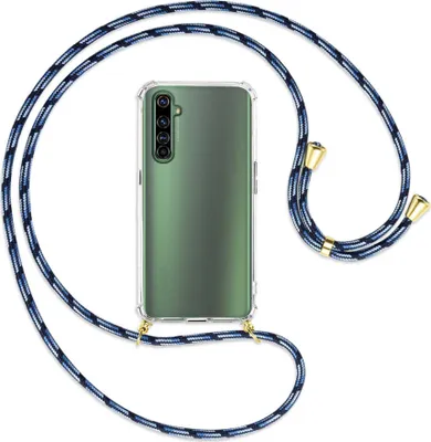 Produktbild von Handykette Backcover-Schutzhülle mit Band (Metall goldfarben) für Realme X50 Pro 5G - Blautöne