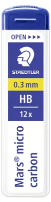 Produktbild von STAEDTLER Mars micro 250 Mine für Druckbleistift Dose mit 12 Minen, 0.3 mm, HB