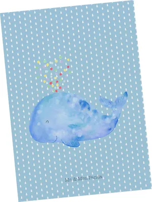 Produktbild von Mr. & Mrs. Panda Postkarte Wal Konfetti - Blau Pastell - Geschenk, Abnehmen, Ansichtskarten, Meer, Geburtstag, Fotokarte, Trennung, Grußkarte, Diät, Ansichtskarte, Wale