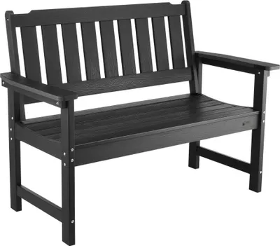 Produktbild von Terrassenbank 128cm Gartenbank Balkonbank mit Kunststoffrahmen in Schwarz