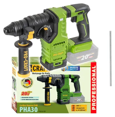 Obrázek produktu pro Procraft PHA30bb akumulátorové vrtací kladivo 20 V 2,8 J SDS plus Brushless Solo - bez akumulátoru, bez nabíječky