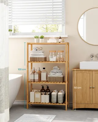 Produktbild von SONGMICS Badezimmerregal, Badregal, Küchenregal, 26 x 60 x 100 cm, aus Bambus