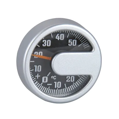 Produktbild von Selbstklebendes rundes Kfz Thermometer aus Aluminium, Silber