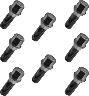 Obrázok produktu pre 8x kolesová skrutka M14x1,25, dĺžka závitu: 30 mm, kužeľový golier, SW17, čierna