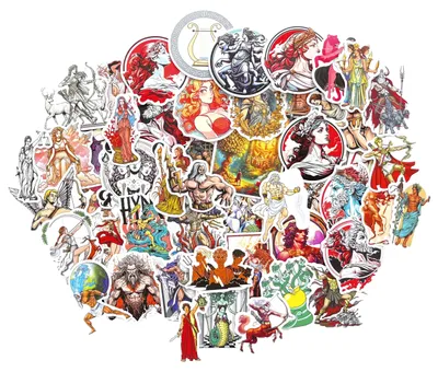 50 Griechische Mythologie Aufkleber, 5-7 cm, wasserfest, Vintage