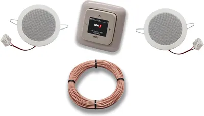 Produktbild von Busch Jäger DAB+ (DAB PLUS) Unterputz Radio 8215U-101 DURO2000 cremeweiß, Komplett-Set mit 2 x Deckenlautsprecher Einbaulautsprecher + 20 Meter Lautsprecherkabel 2x0,75 mm2 8215 U - 101