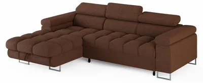 Image de ECKSOFA CLOUD, canapé d'angle en tissu bouclé de couleur cuivre, avec fonction convertible et coffre de rangement