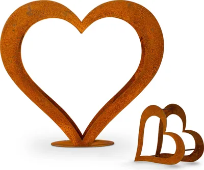 Produktbild von Herz aus Metall, Holz Regal, Rost, Edelrost, Holzregal Garten, Terrasse - Deko L + Gratis Herz XS