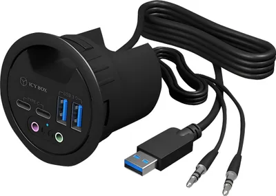 Immagine prodotto di REV Ritter Presa da tavolo USB nera Ø80 mm, 1 pz.