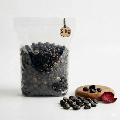 Productafbeelding van Gekleurde decoratiestenen, 5 kg, glazen vazen, strooidecoratie, diameter 8-16 mm, zwart
