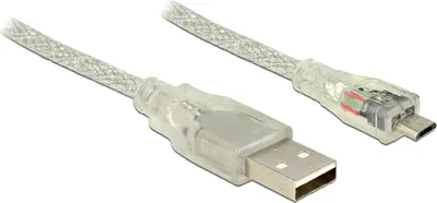 Produktbild von DeLOCK 5m, USB2.0-A/USB2.0 Micro-B, 5 m, USB A, Micro-USB B, USB 2.0, Männlich/Männlich, Transparent