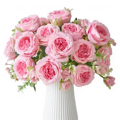 Image de 4 bouquets de fleurs artificielles roses pour la décoration