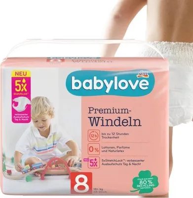 Immagine prodotto di Pannolini Premium taglia 8 XXL per 18+ kg - 28 pezzi