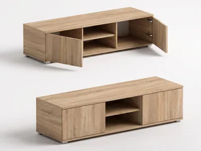 Produktbild von Moderner TV-Schrank Sonoma Eiche | Lowboard 120x32x30 cm | Fernsehtisch mit offenen Fächern für Receiver & Konsole