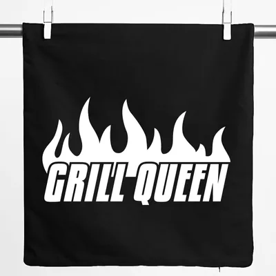 Produktbild von Huuraa Kissenbezug Grill Queen Flammen 40x40cm Black Baumwolle Dekokissenbezug Geschenkidee