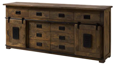Produktbild von MASSIVMOEBEL24 Sideboard Mango 200x45x90 braun lackiert RAILWAY #422