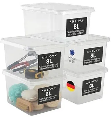 Produktbild von Famanu Aufbewahrungsboxen stapelbar mit Deckel - 100% BPA-frei, 8L
