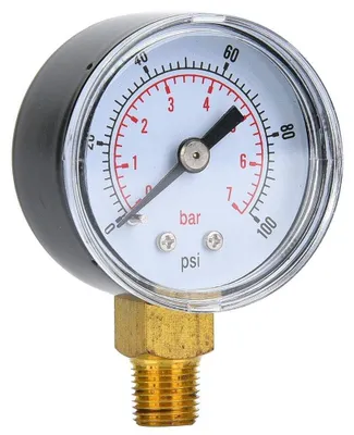 Manometer 1/8" BSPT, 0-100 psi / 0-7 bar, Bodenmontage