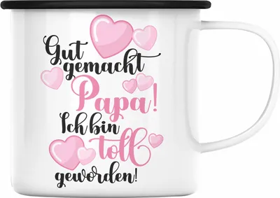 Produktbild von Trendation - Vater Geschenk Emaille Tasse Vatertag Geschenkidee Papa Geschenke von Tochter Lustige Emaille Tasse (Schwarz)