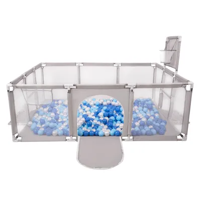 Image de Selonis parc pour enfants avec 900 balles parc pour enfants, gris:bleu/bleu bébé/perle