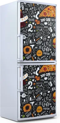 Produktbild von Kühlschrankdekoration  60x180 cm  Aufkleber auf dem Kühlschrank - Fast food Muster