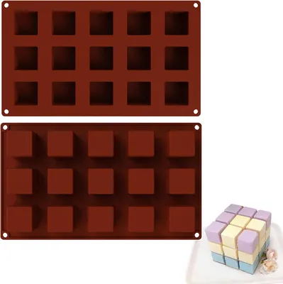 Productafbeelding van Vierkante siliconen vormen - Set van 2 - Ijsblokjesvormen - Chocoladevorm - Geschikt voor het maken van vierkante chocolade - Ijsblokjes