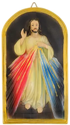 Wandbild Barmherziger Jesus, 20 x 11 cm, Kunststein, handbemalt
