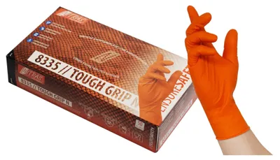 Produktbild von 500 TOUGH GRIP N Nitrilhandschuhe | Gr. M | orange | Einweghandschuhe