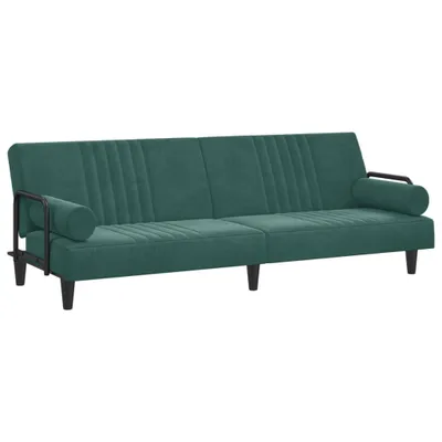 Produktbild von Schlafsofa mit Armlehnen Dunkelgrün Samt