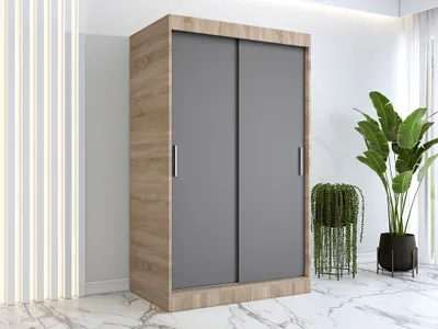 Produktbild von FurMeb24 Schiebetrenschrank GOLD -120x200cm 2-triger Kleiderschrank Ohne Spiegel, Schiebeschrank - (Sonoma Eiche + Anthrazit)