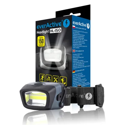 Produktbild von Everactive HL150, Stirnband-Taschenlampe, Schwarz, Tasten, COB LED, 1 Lampen, 3 W