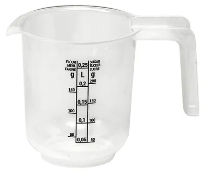 Produktbild von Messbecher 0,25l EUROHOME® – aus Kunststoff, 8,5x8,5x9,8cm – für Zucker, Mehl, Griess und Haferflocken