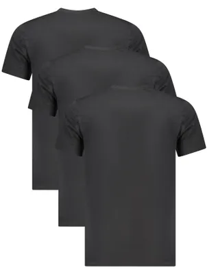 Produktbild von Herren Slim Fit Schwarz T-Shirt Dreierpack mit Logo-Stickerei